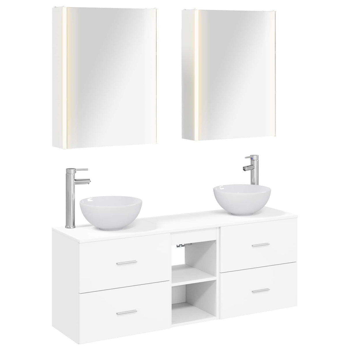 vidaXL Badkamerkast set 5 pcs Wit 53 x 15,5 x 70 cm Bewerkt hout