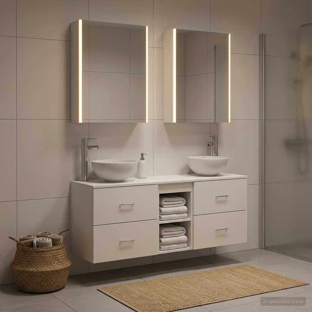 vidaXL Badkamerkast set 5 pcs Wit 53 x 15,5 x 70 cm Bewerkt hout
