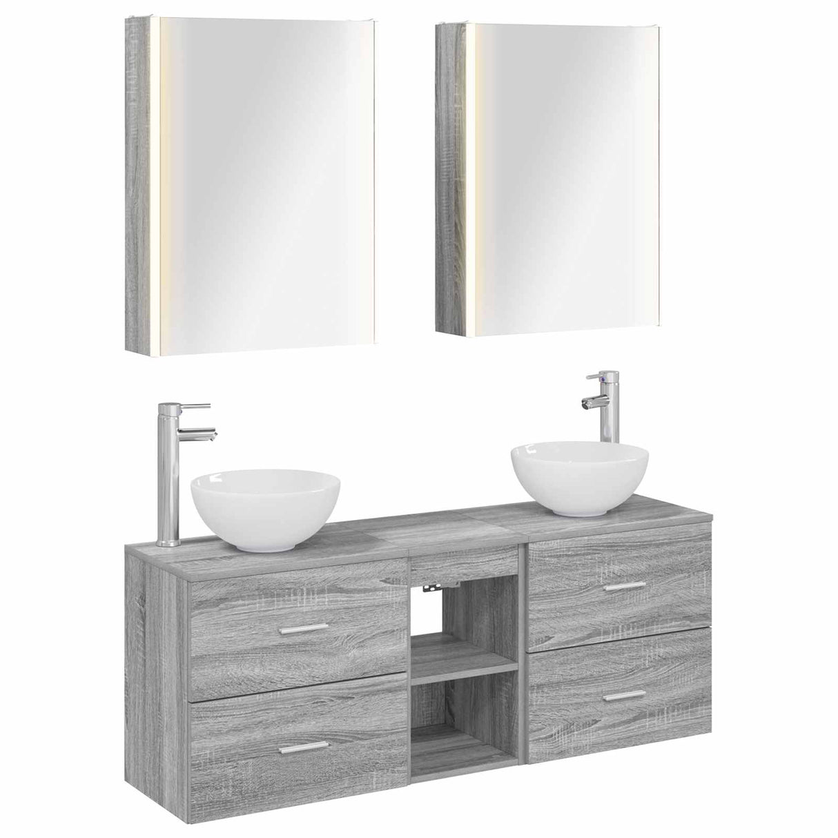 vidaXL Badkamerkast set 5 pcs Wit 53 x 15,5 x 70 cm Bewerkt hout