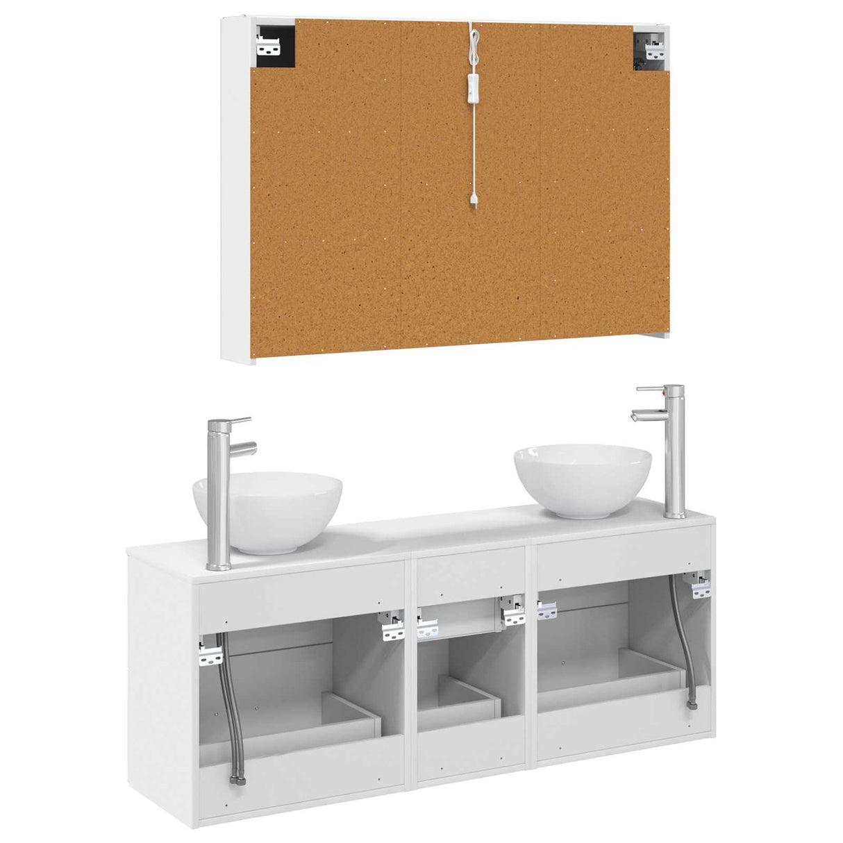 vidaXL Badkamermeubel Set 4 st Wit Bewerkt hout en glas
