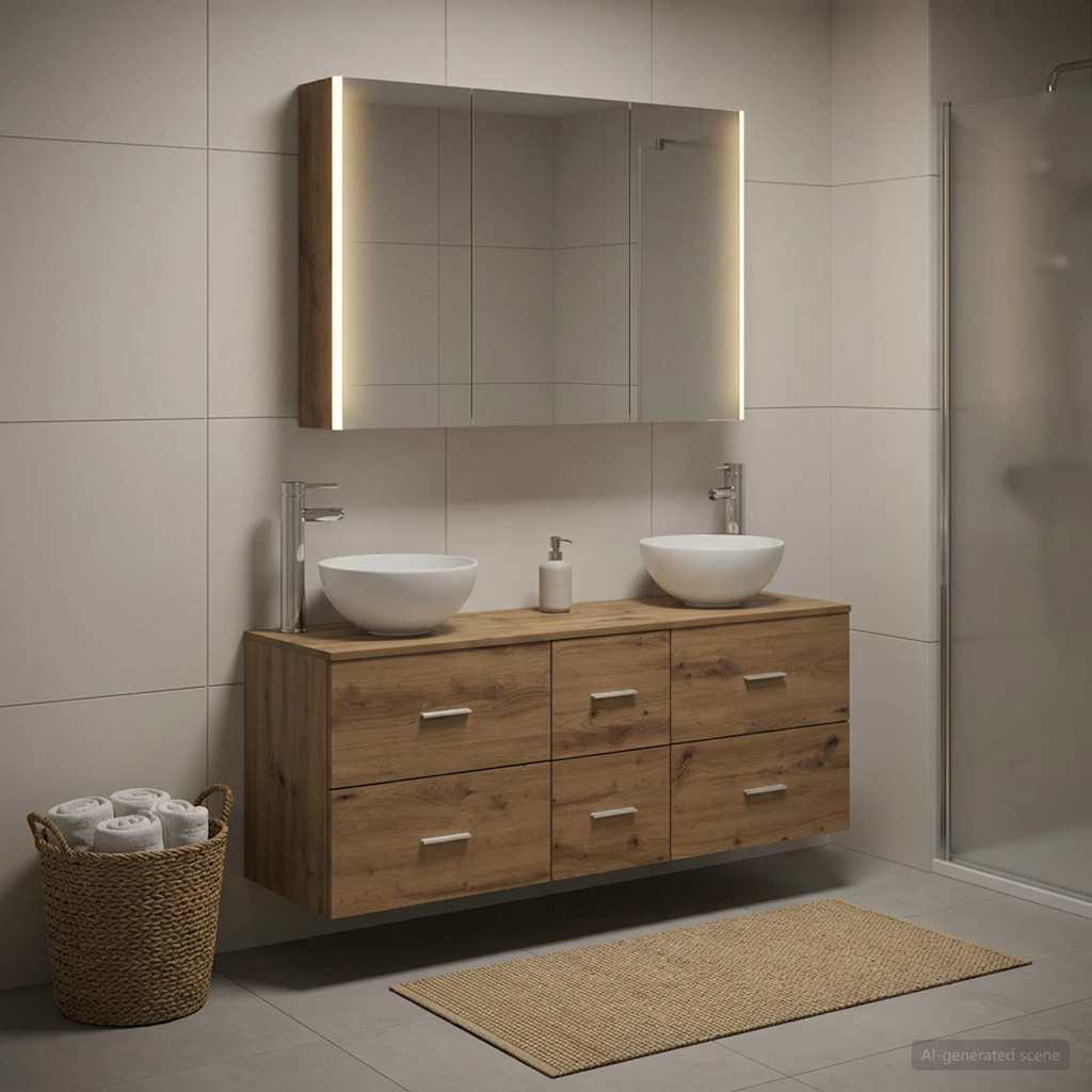 vidaXL Badkamermeubel Set 4 st Wit Bewerkt hout en glas