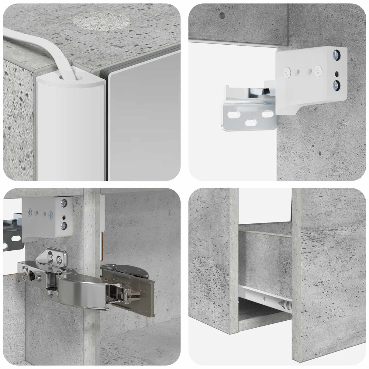 vidaXL Bathroom Furniture Set 4 pcs Concrete Grey Engineered Wood and Glass