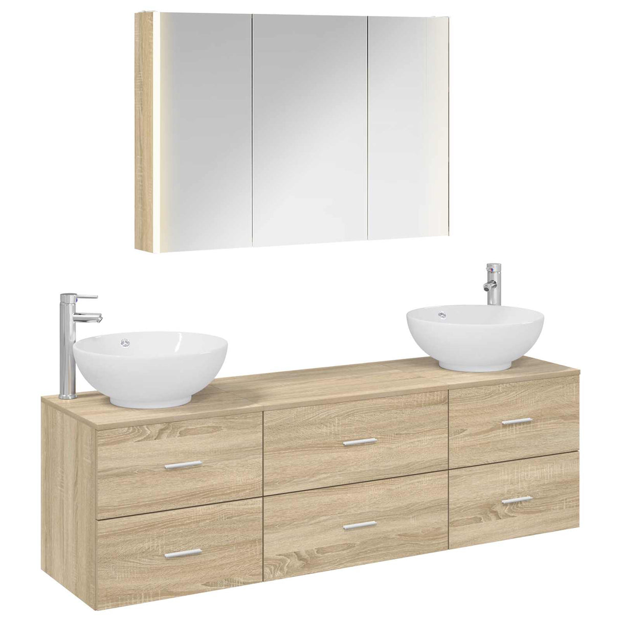 vidaXL Badkamermeubel Set 4 st Sonoma Eiken Bewerkt hout en glas