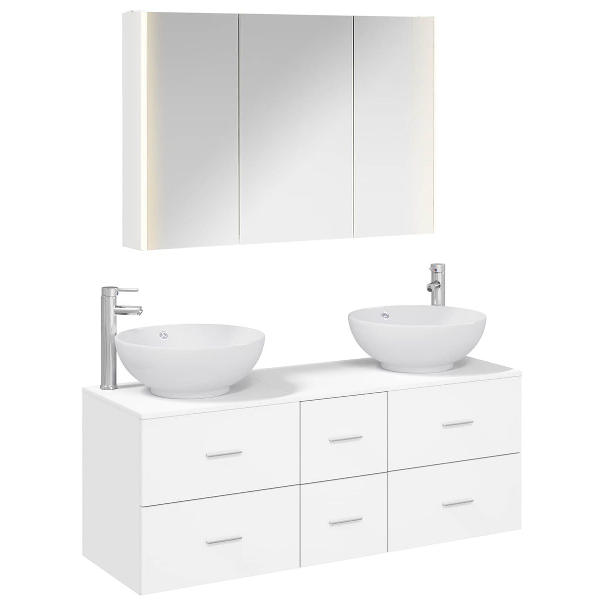 vidaXL Bathroom Furniture Set 4 pcs White Engineered Wood and Glass