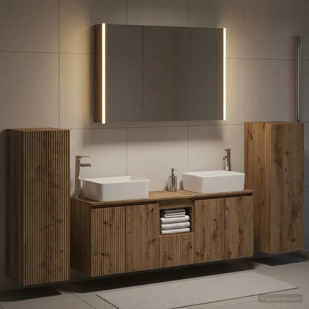 vidaXL Bathroom Furniture Set 6 Pieces Artisanal Oak Engineered Wood and Glass