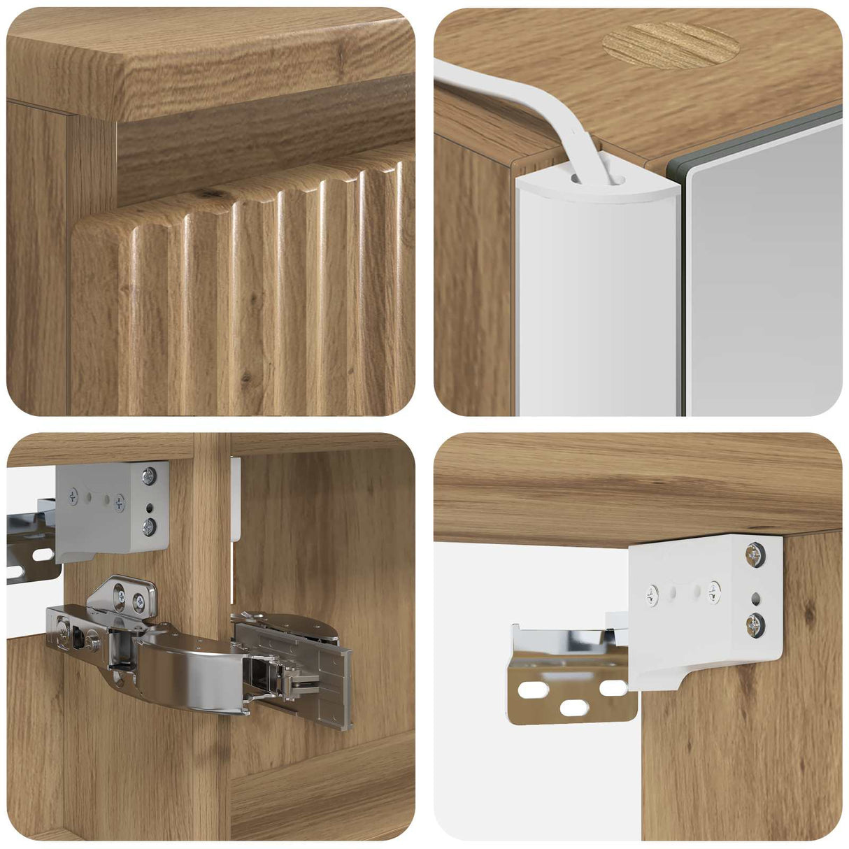 vidaXL Bathroom Furniture Set 6 Pieces Artisanal Oak Engineered Wood and Glass
