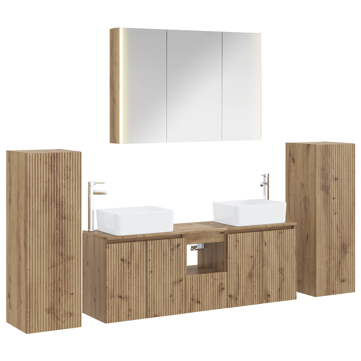 vidaXL Bathroom Furniture Set 6 Pieces Artisanal Oak Engineered Wood and Glass