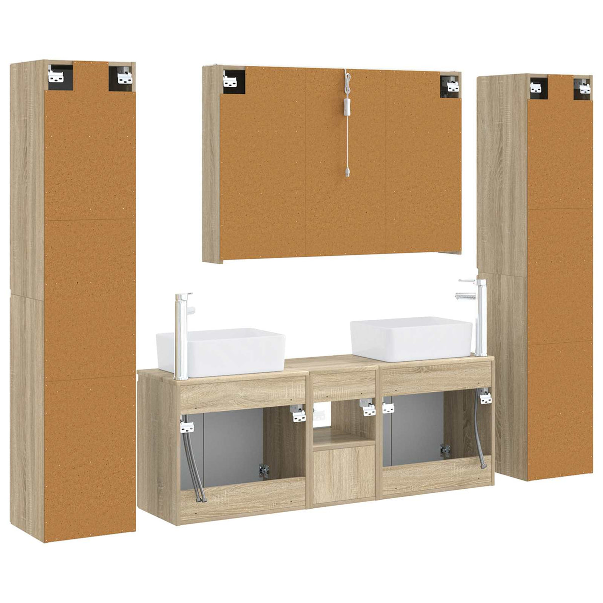vidaXL Badkamermeubel Set 6 st Sonoma Eiken Bewerkt hout en glas