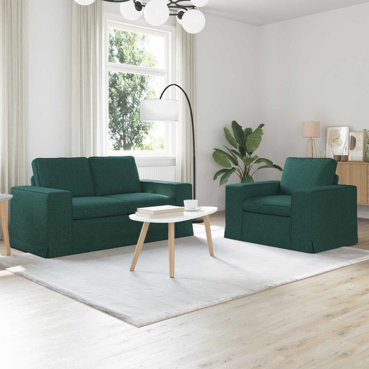 vidaXL Sofa 2 pcs Light grey 182 x 80 x 82 cm Fabric