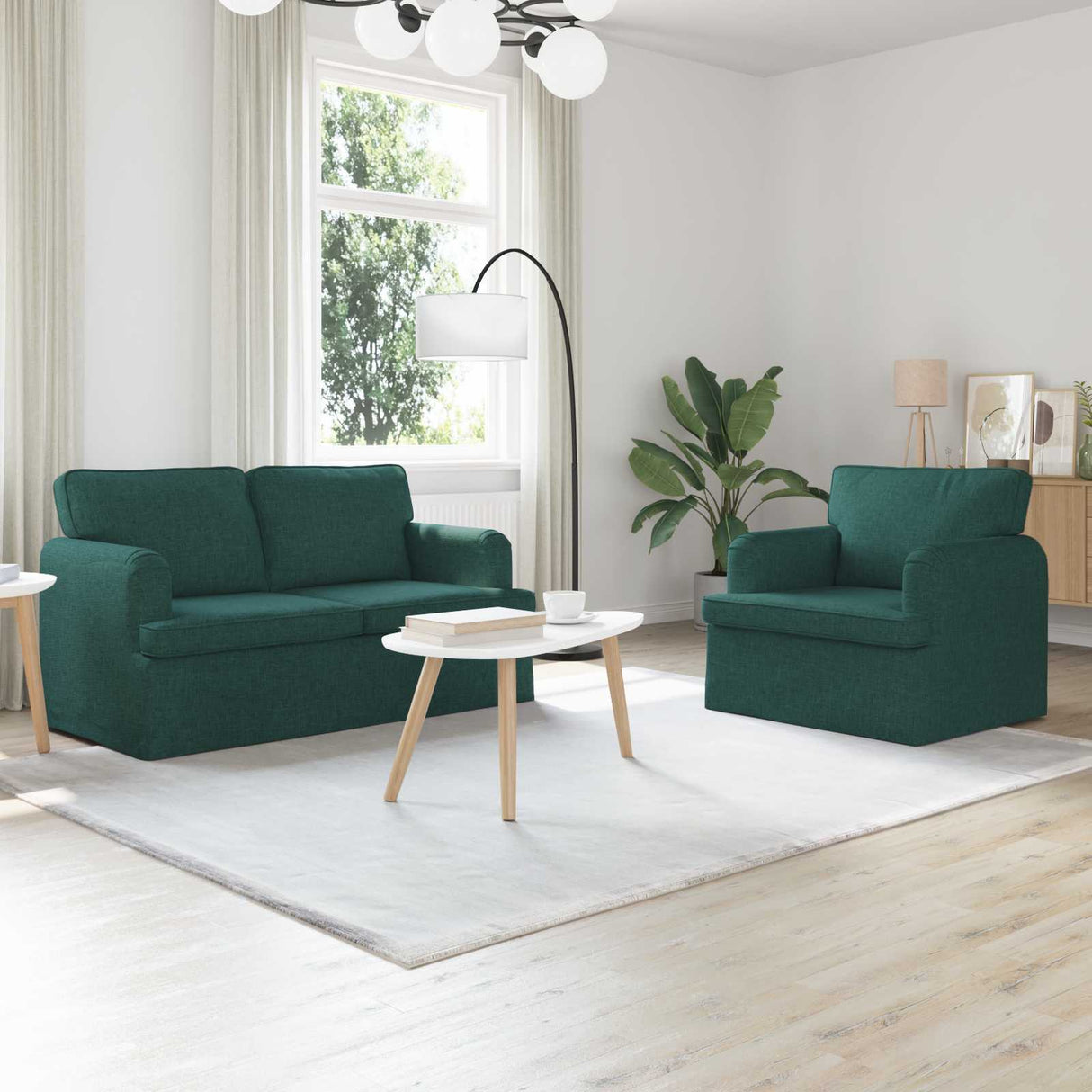 vidaXL Bank 2 pcs Lichtgrijs 144 x 80 x 85 cm Stof