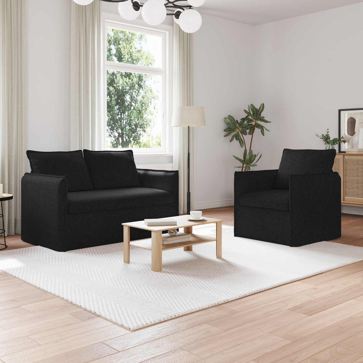 vidaXL Bank 2 pcs Lichtgrijs 136 x 82 x 85 cm Stof