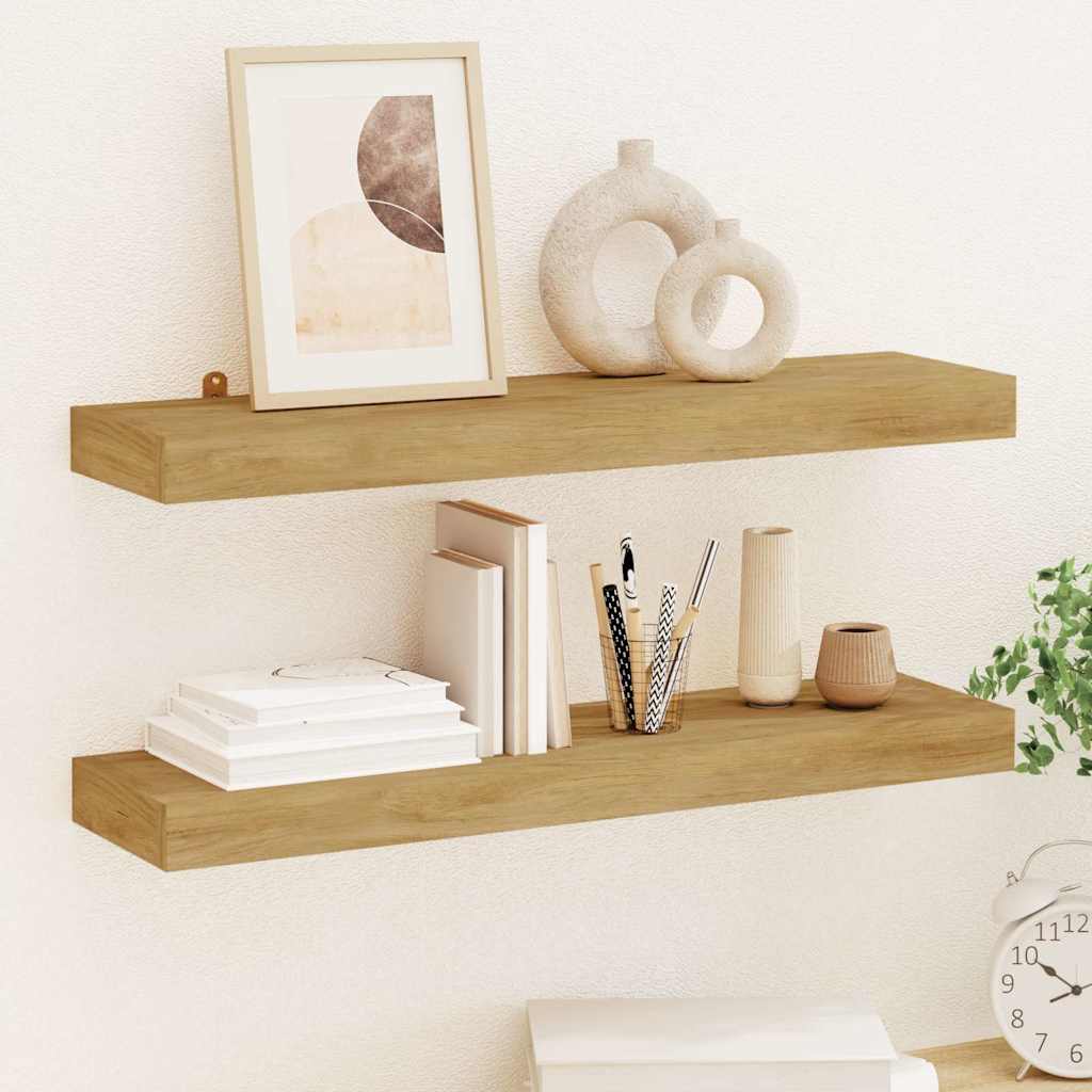 vidaXL Wandschappen 2 st 40x15x4 cm massief teakhout