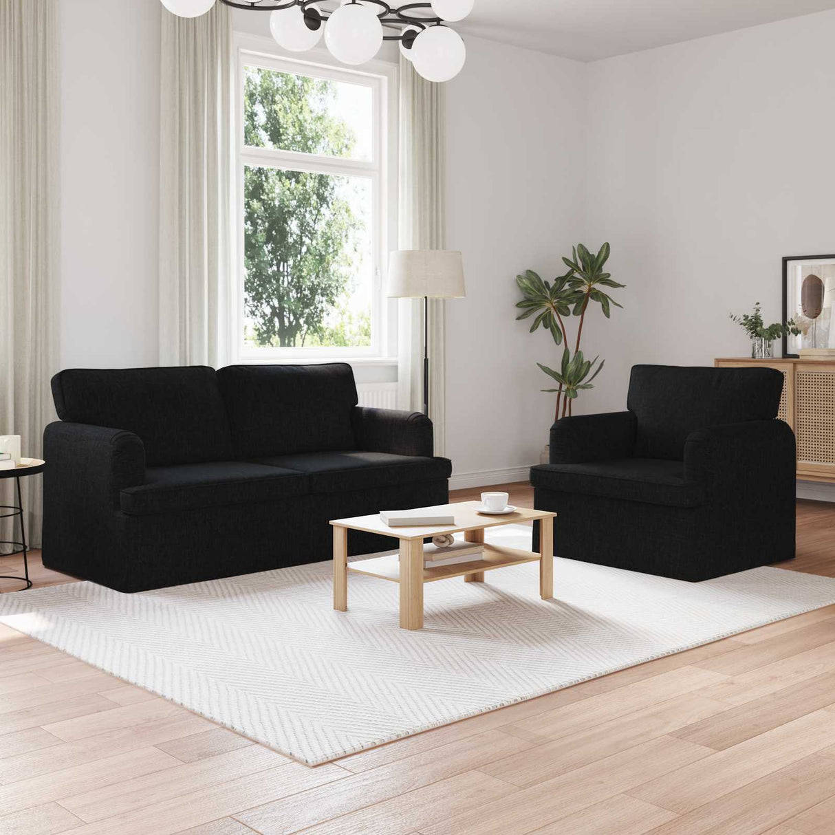 vidaXL Bank 2 pcs Lichtgrijs 144 x 80 x 85 cm Stof