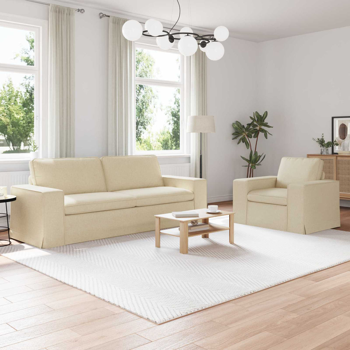 vidaXL Sofa 2 pcs Light grey 182 x 80 x 82 cm Fabric