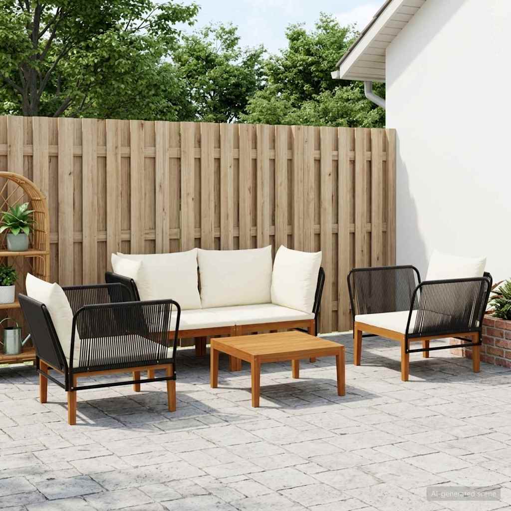 vidaXL 6 pcs Massief acaciahout & touw Naturel