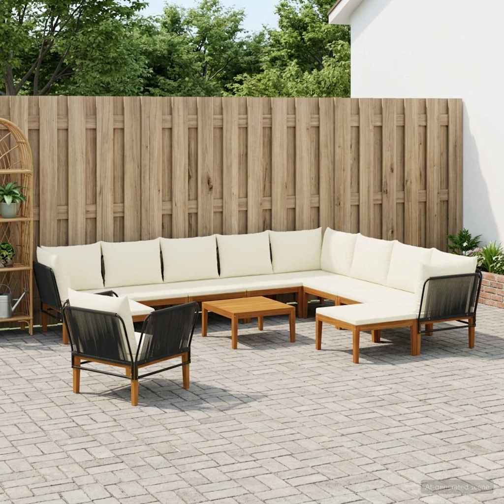 vidaXL 6 pcs Massief acaciahout & touw Naturel
