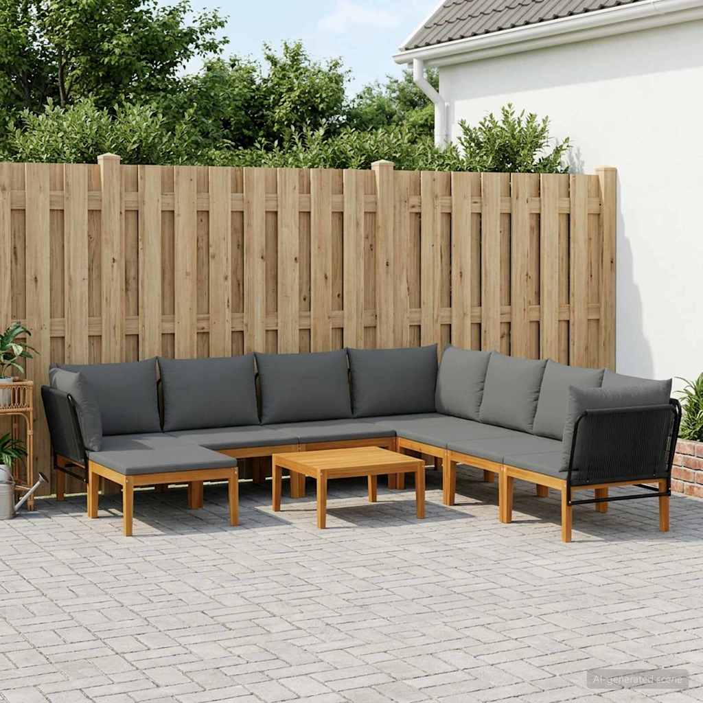vidaXL 6 pcs Massief acaciahout & touw Naturel