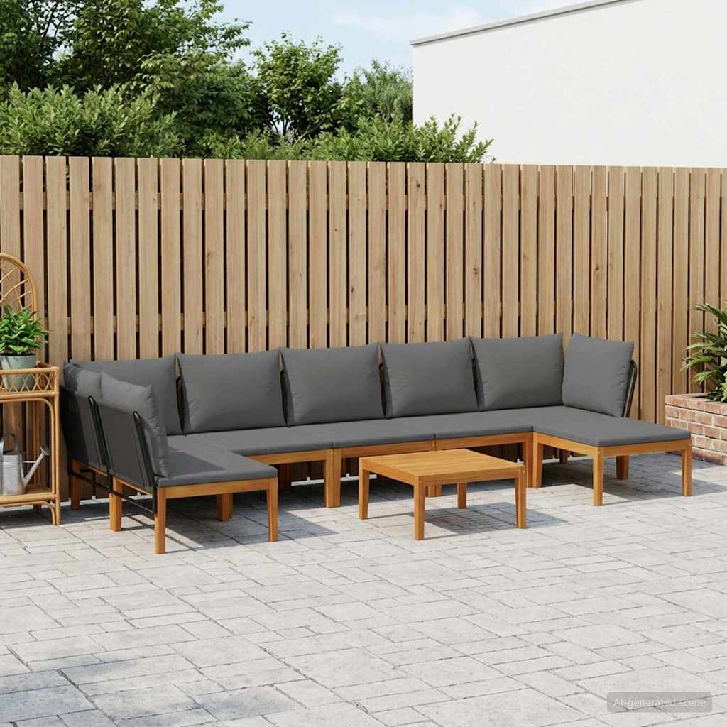 vidaXL 6 pcs Massief acaciahout & touw Naturel