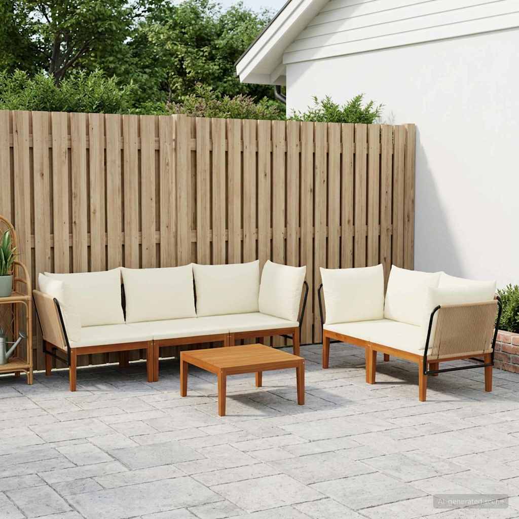 vidaXL 6 pcs Massief acaciahout & touw Naturel