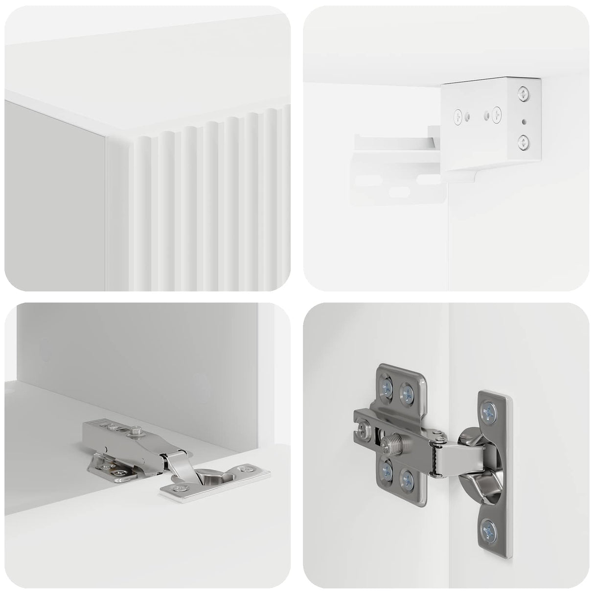 vidaXL Tv Wandkast Set Wandgemonteerd 4 pcs Wit Bewerkt hout