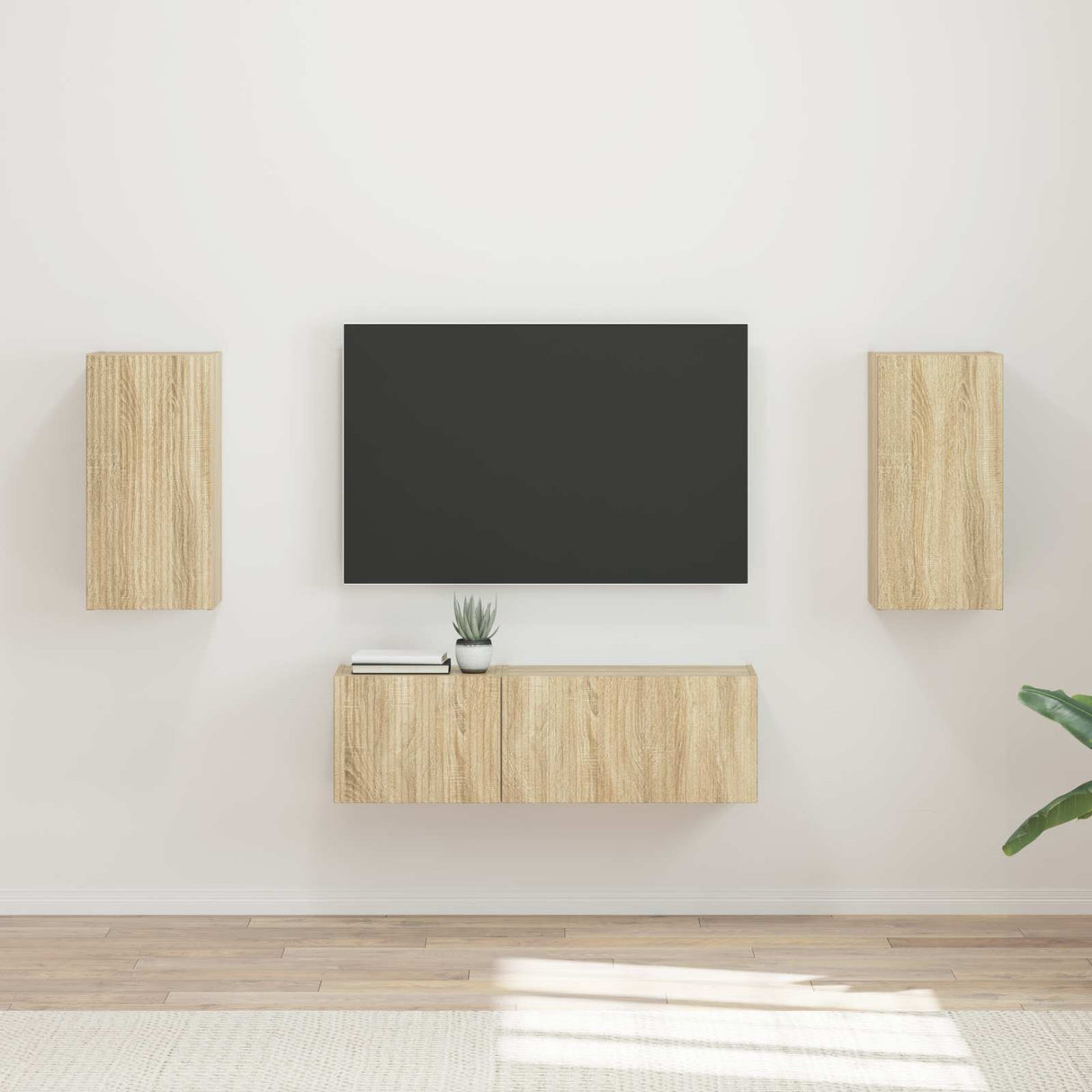 vidaXL Tv Wandkast Set Wandgemonteerd 4 pcs Wit Bewerkt hout