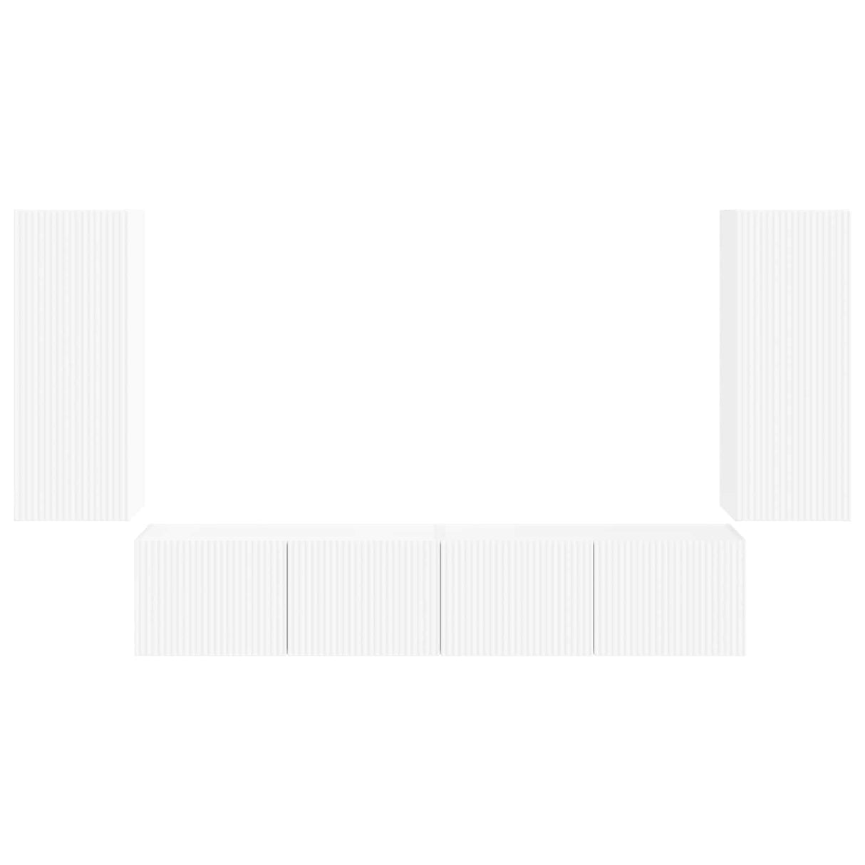 vidaXL TV Wall Cabinet Set Wall Mounted 4 pcs White Engineered Wood