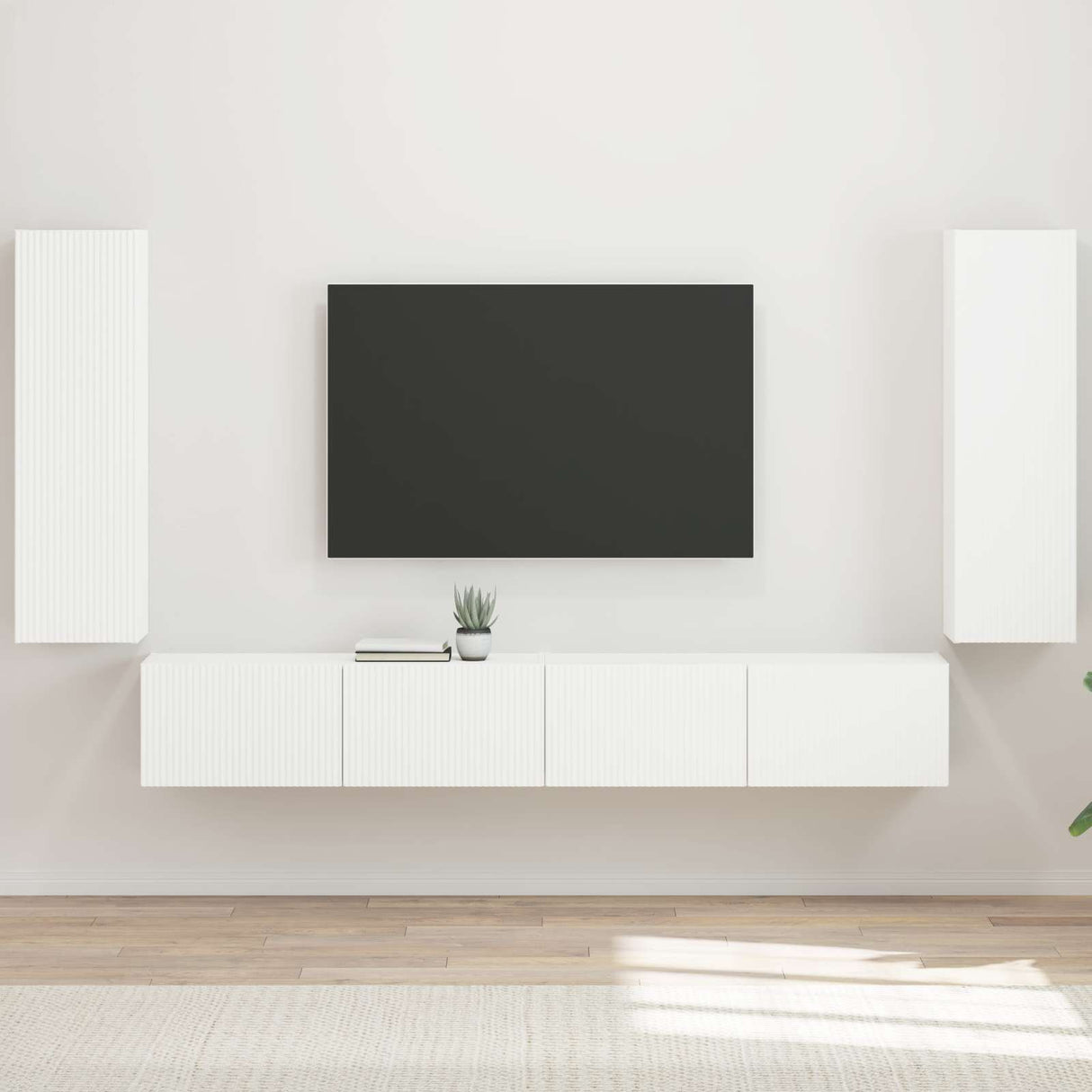 vidaXL Tv Wandkast Set Wandgemonteerd 4 pcs Wit Bewerkt hout