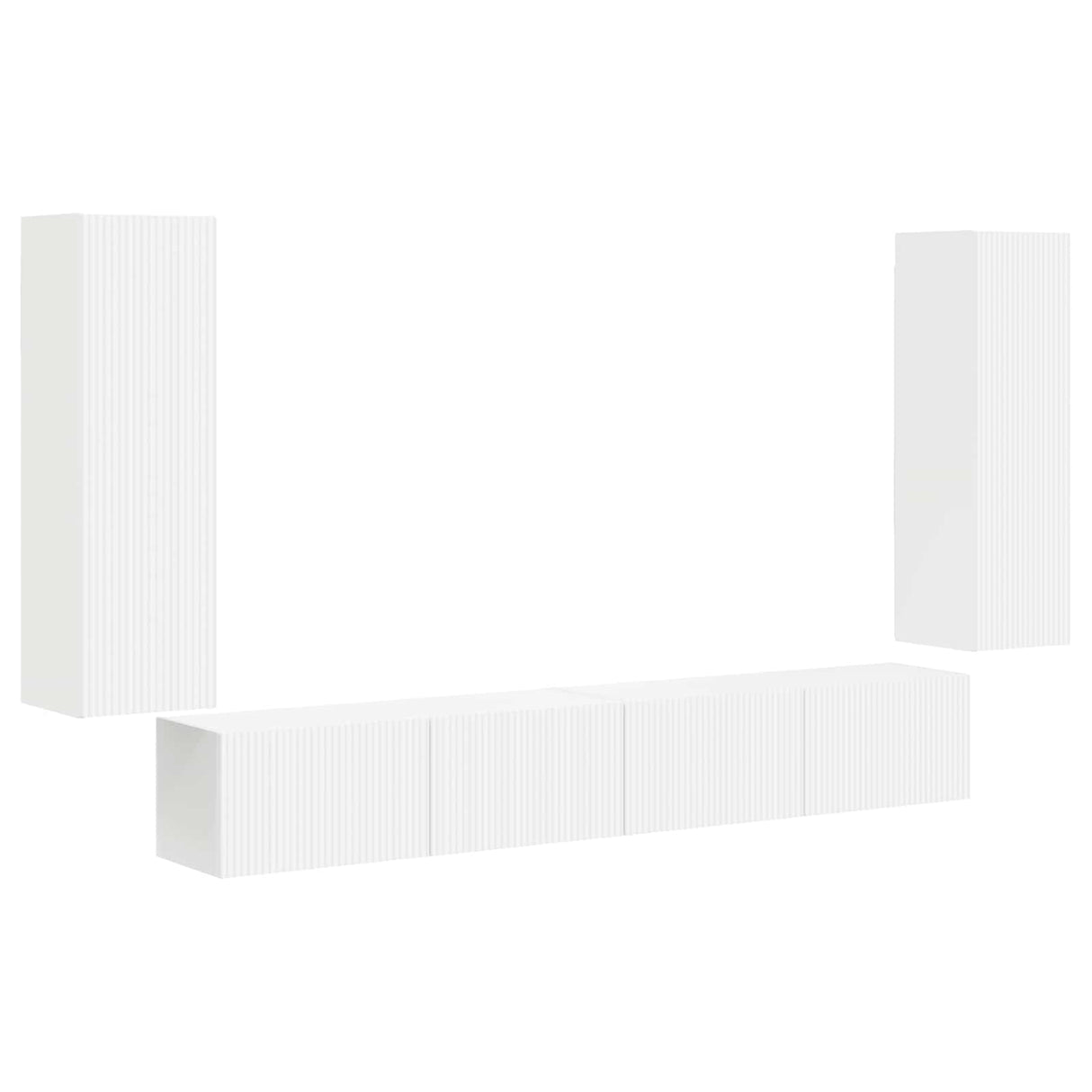 vidaXL Tv Wandkast Set Wandgemonteerd 4 pcs Wit Bewerkt hout