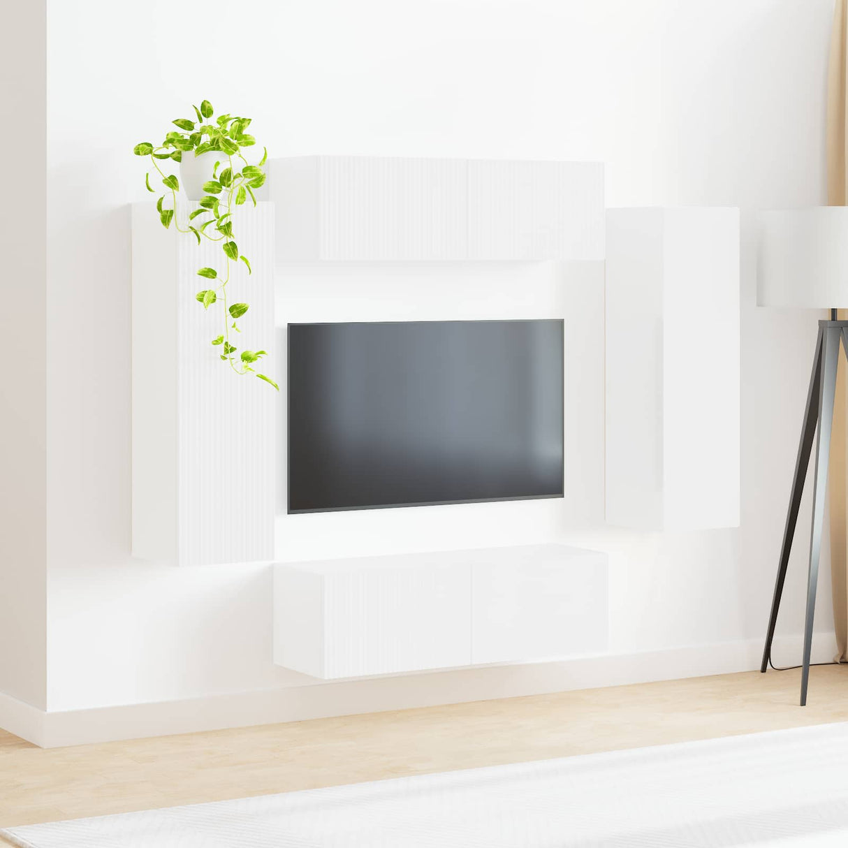 vidaXL Tv Wandkast Set Wandgemonteerd 4 pcs Wit Bewerkt hout