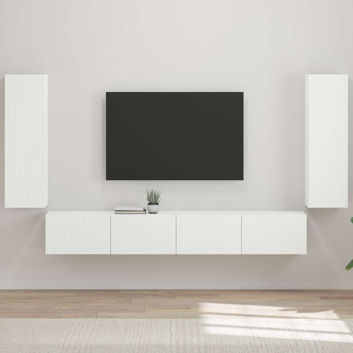 vidaXL Tv Wandkast Set Wandgemonteerd 4 pcs Wit Bewerkt hout