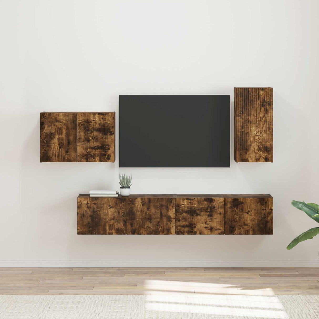 vidaXL TV Wall Cabinet Set Wall-Mounted 4 pcs White Engineered Wood