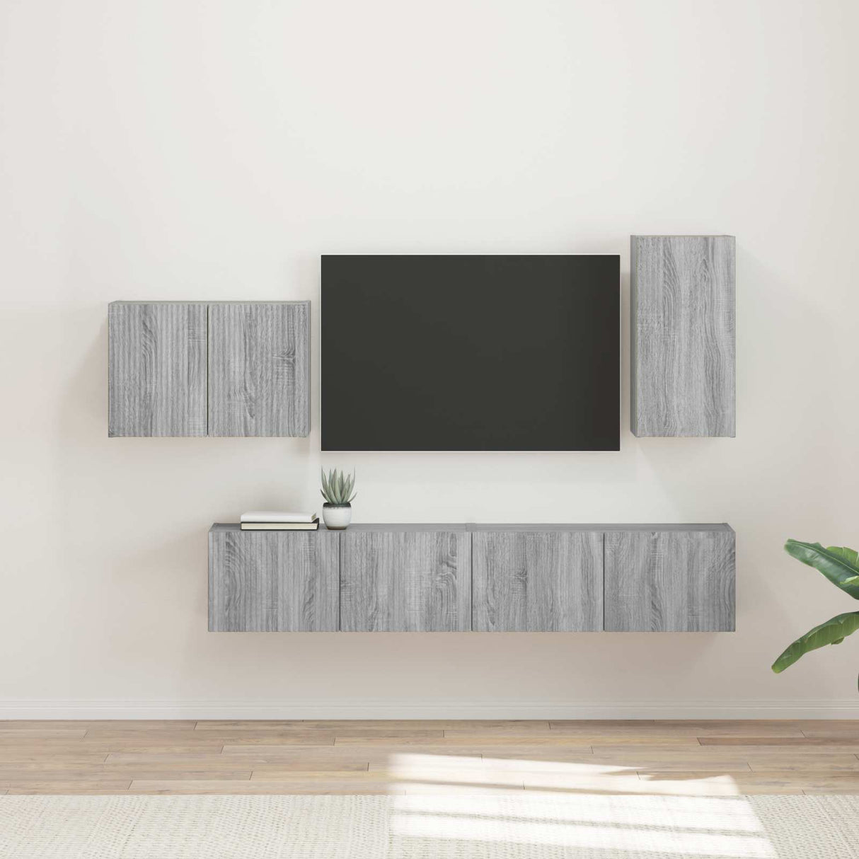 vidaXL TV Wall Cabinet Set Wall-Mounted 4 pcs White Engineered Wood