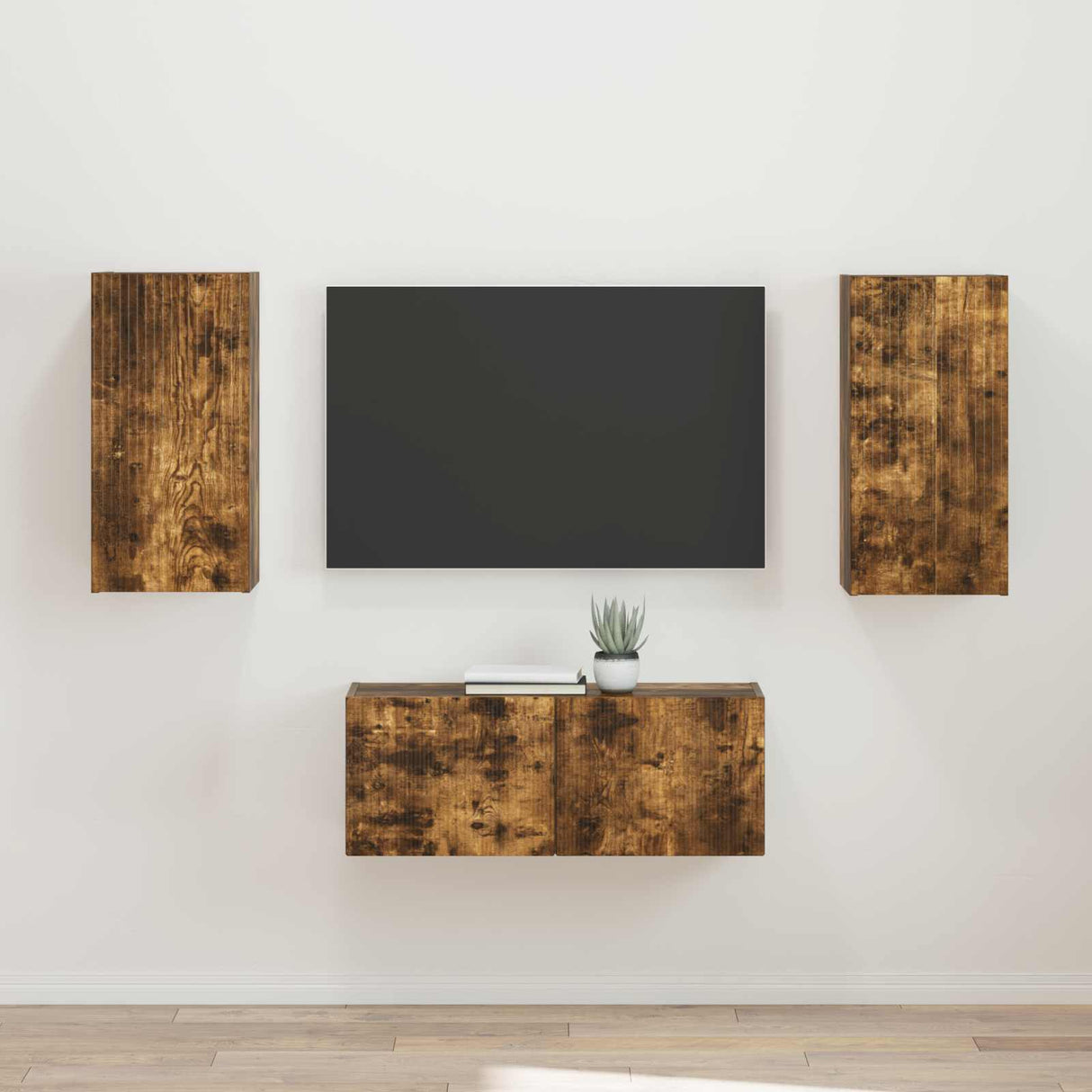 vidaXL TV Cabinet Set Wall-Mounted 2 pcs White Engineered Wood