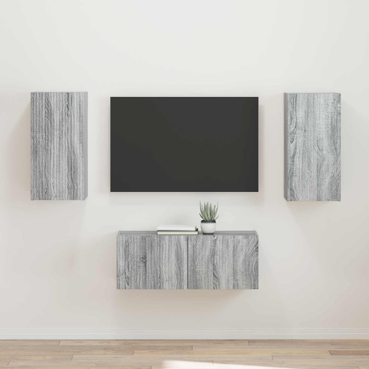 vidaXL TV Cabinet Set Wall-Mounted 2 pcs White Engineered Wood