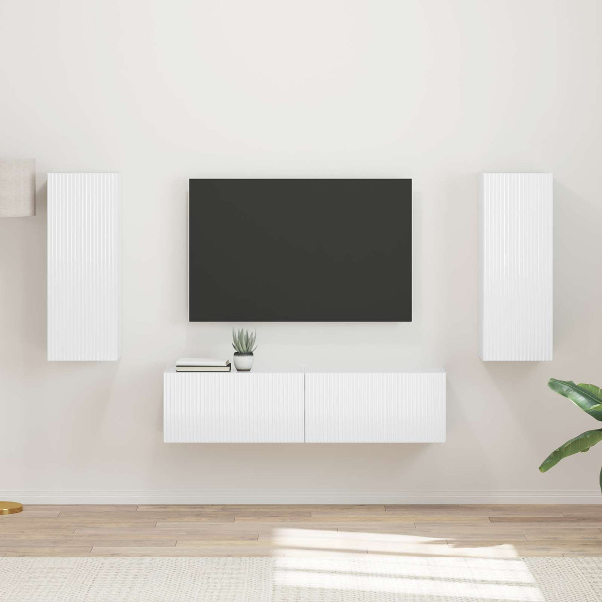 vidaXL Tv-meubelset Wandgemonteerd 2 pcs Wit Bewerkt hout