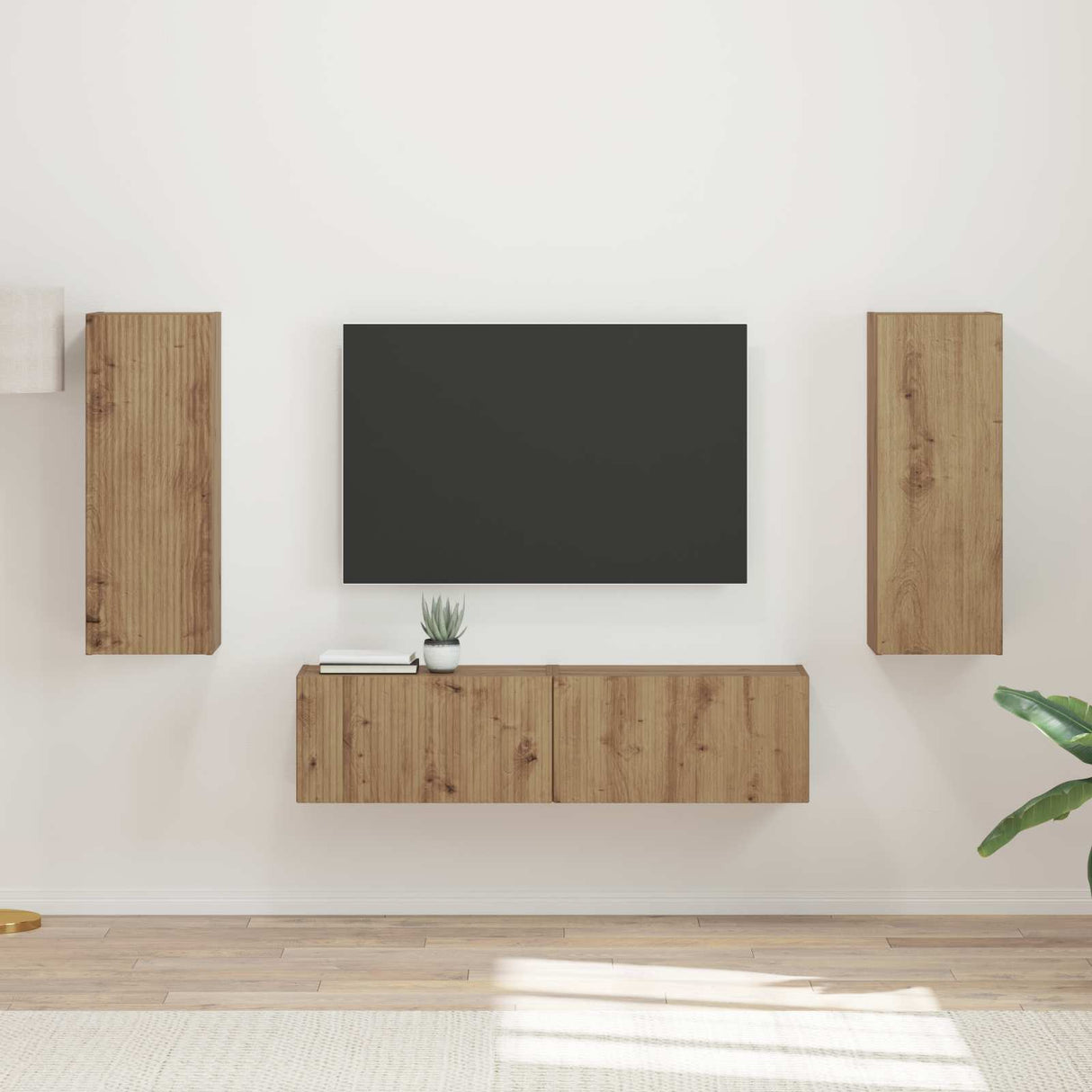 vidaXL Tv-meubelset Wandgemonteerd 2 pcs Wit Bewerkt hout
