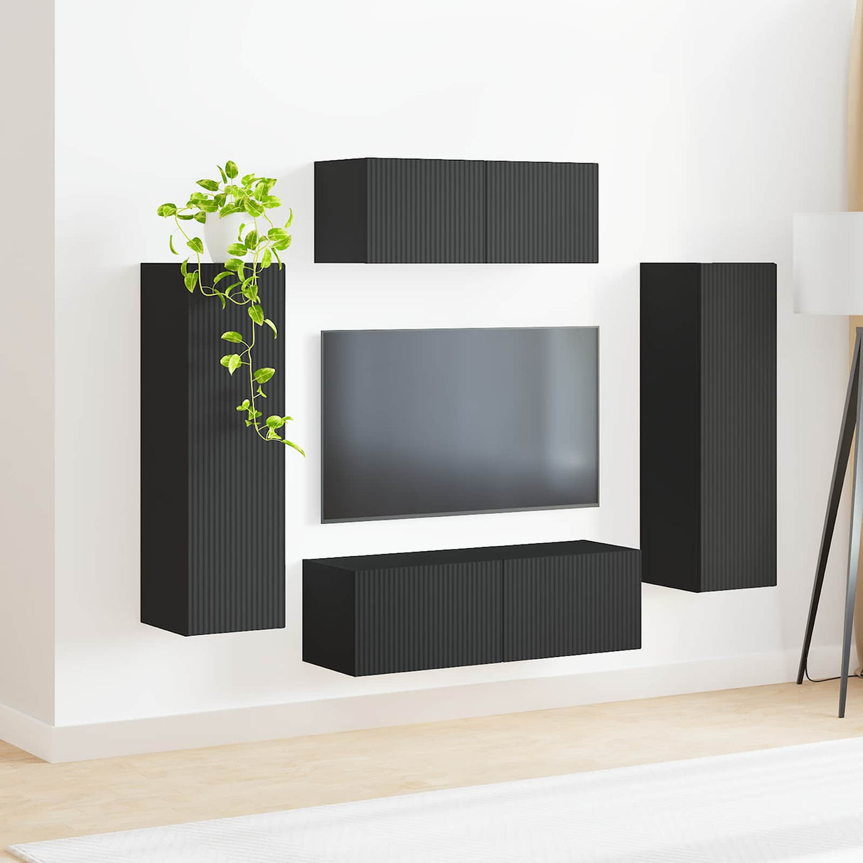 vidaXL Tv-meubelset Wandgemonteerd 3 pcs Wit Bewerkt hout
