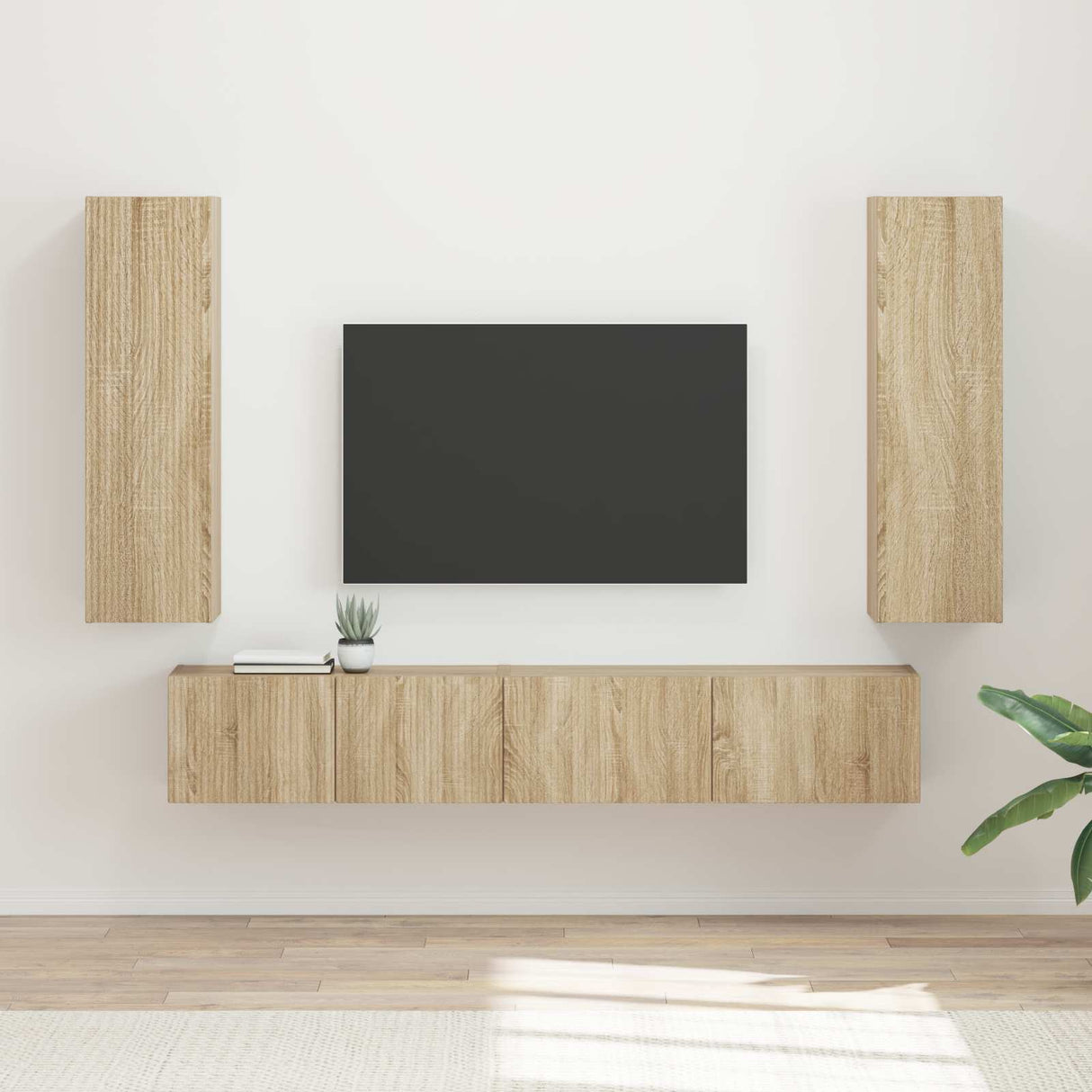 vidaXL Tv-meubelset Wandgemonteerd 3 pcs Wit Bewerkt hout
