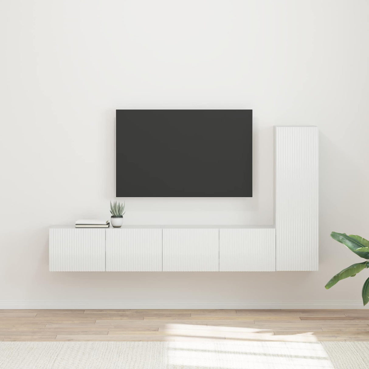 vidaXL TV Cabinet Set Wall-Mounted 3 pcs White Engineered Wood