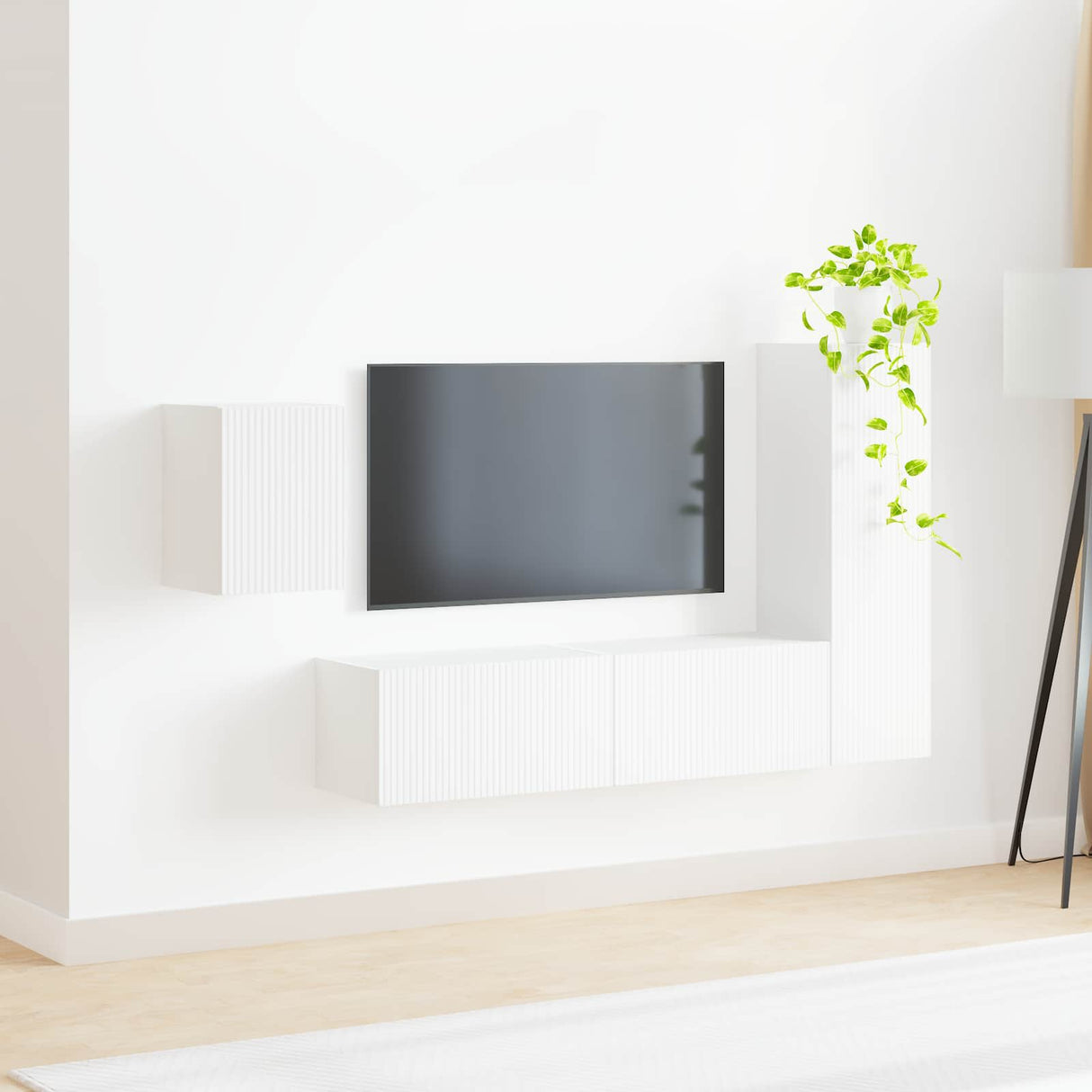 vidaXL Tv-meubelset Wandgemonteerd 4 pcs Wit Bewerkt hout