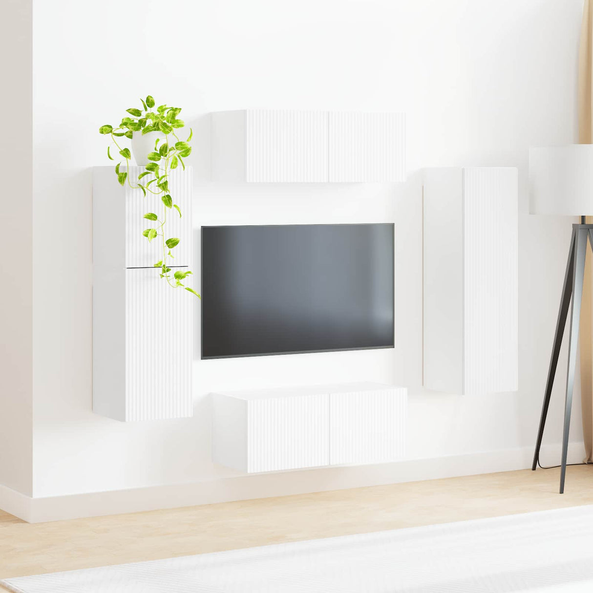 vidaXL Tv-meubelset Wandgemonteerd 4 pcs Wit Bewerkt hout