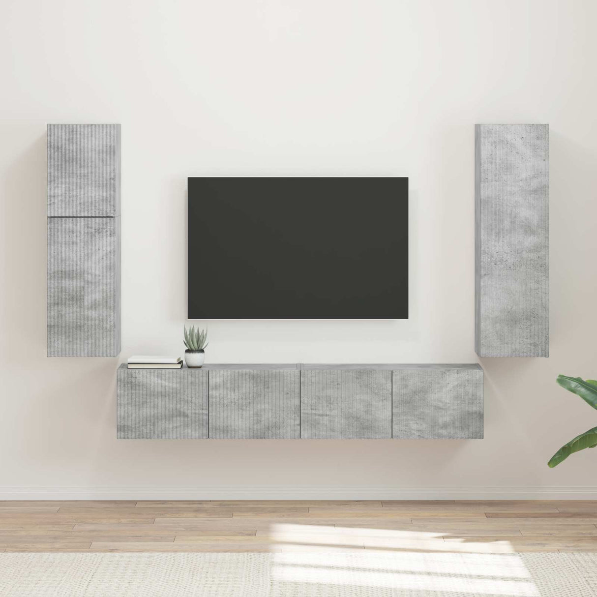 vidaXL Tv-meubelset Wandgemonteerd 4 pcs Wit Bewerkt hout