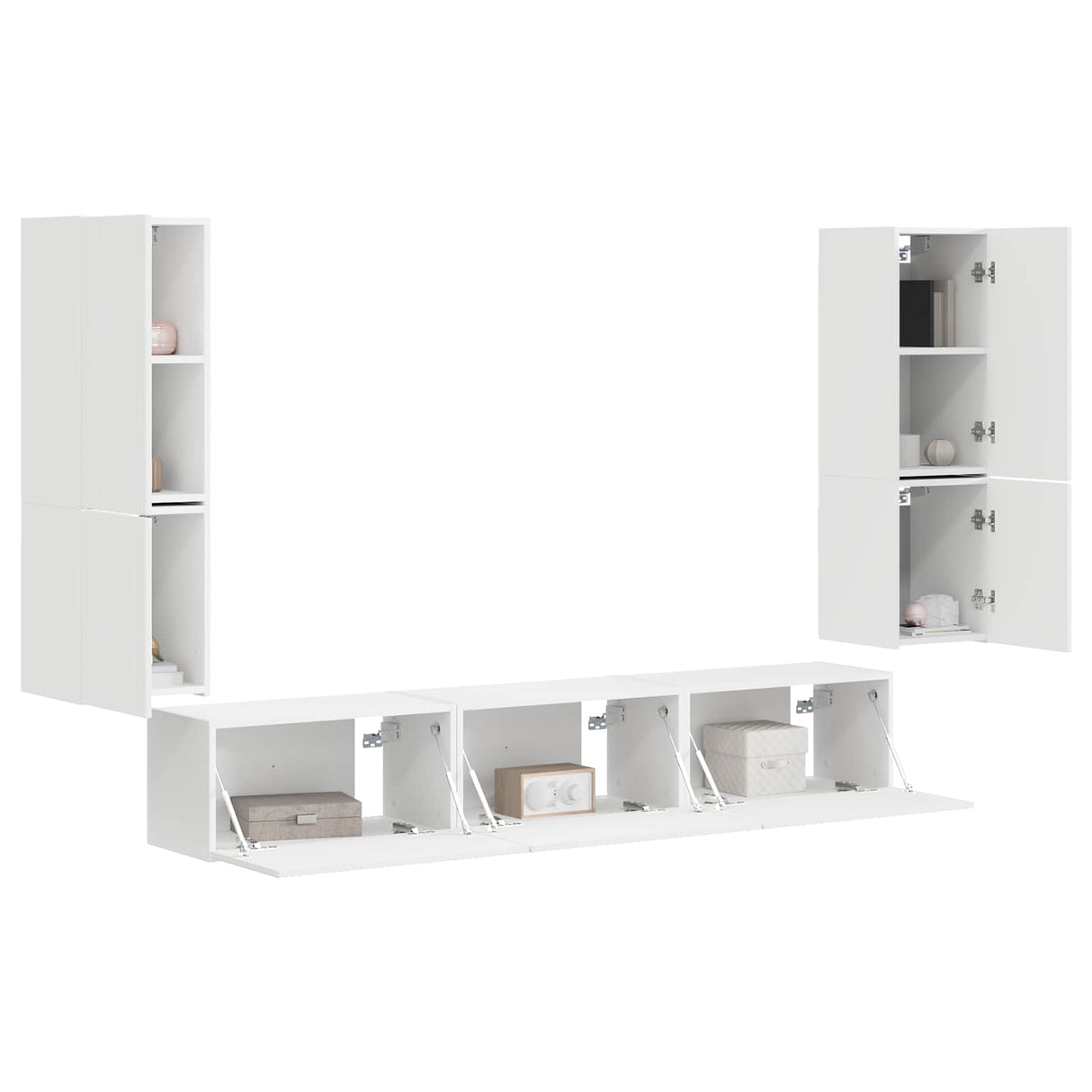 vidaXL Tv-meubelset Wandgemonteerd 4 pcs Wit Bewerkt hout