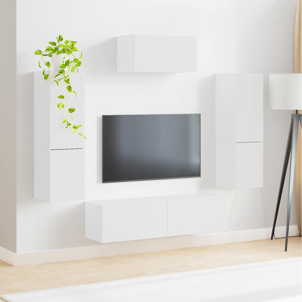 vidaXL Tv-meubelset Wandgemonteerd 4 pcs Wit Bewerkt hout