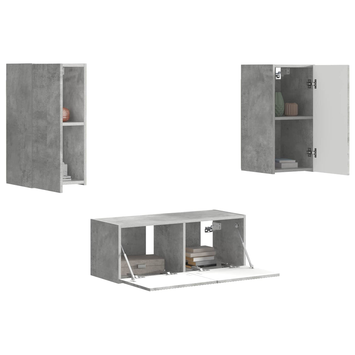 vidaXL Tv-meubelset Wandgemonteerd 6 pcs Wit Bewerkt hout