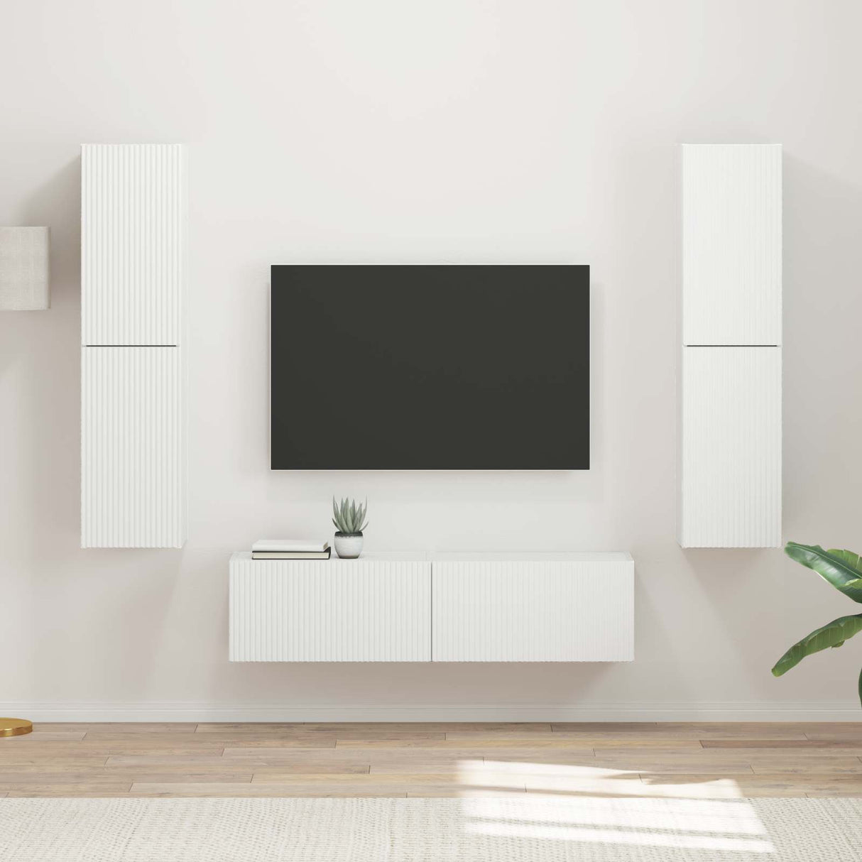 vidaXL Tv-meubelset 6 pcs Wit Bewerkt hout