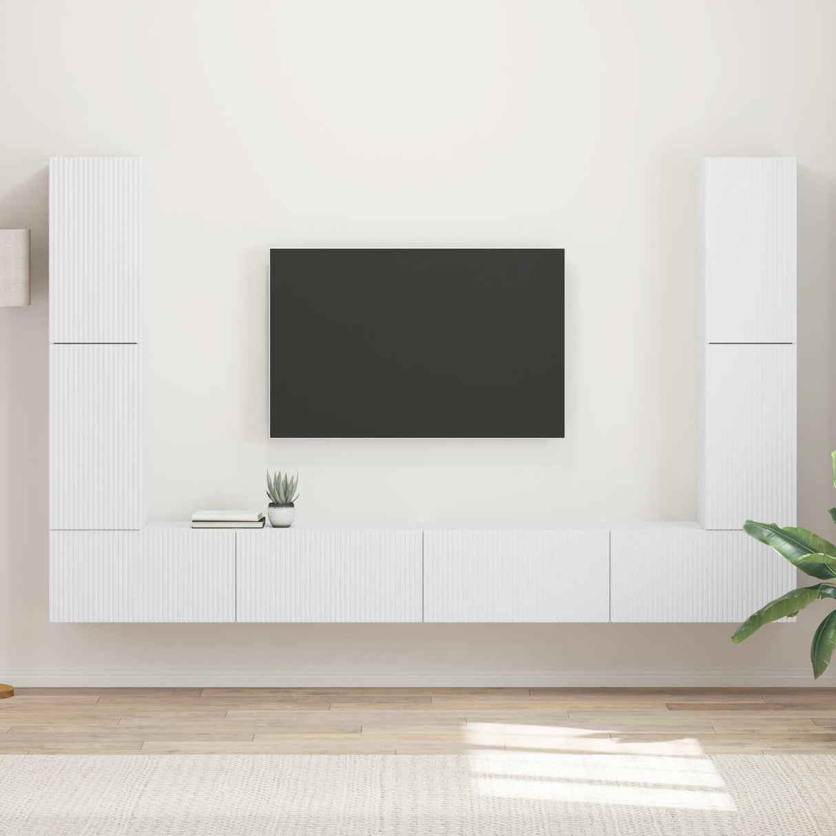 vidaXL Tv-meubelset 8 pcs Wit Bewerkt hout