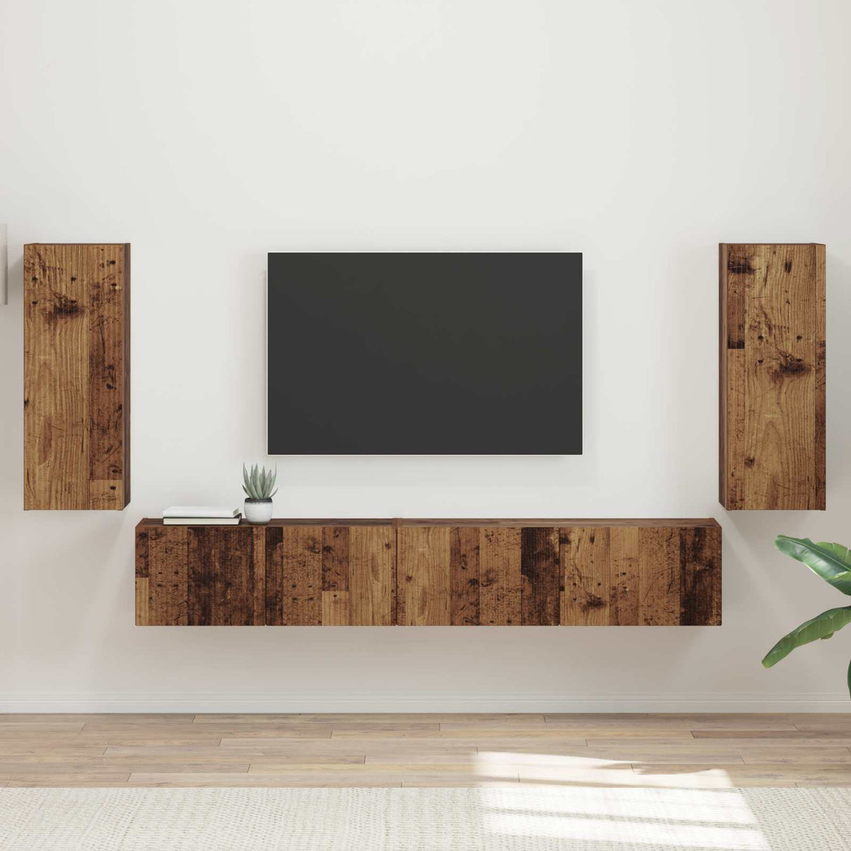 vidaXL Tv-meubelset 4 pcs Wit Bewerkt hout