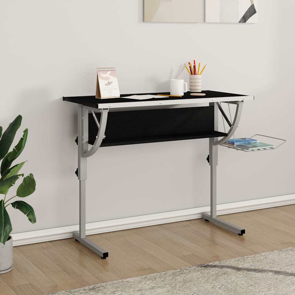vidaXL Drawing Table 110x53x(58-87) cm engineered wood and steel white/grey