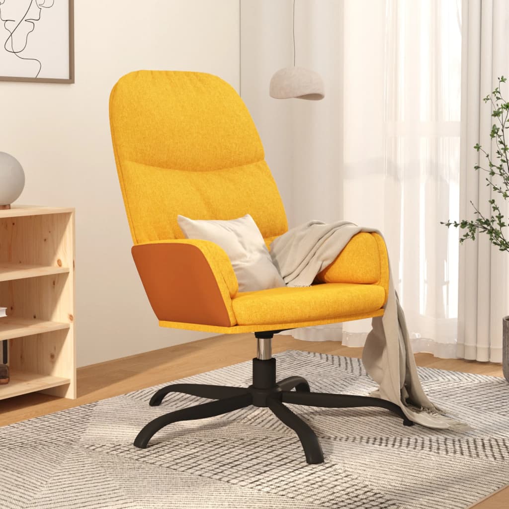 vidaXL Relaxstoel met voetenbank stof mosterdgeel